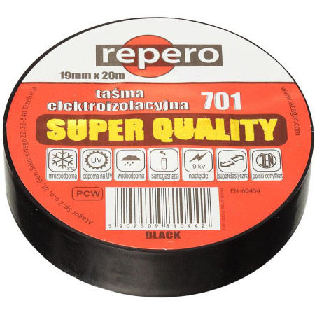TAŚMA IZOLACYJNA REPERO 701 SZARA 19MMX20M