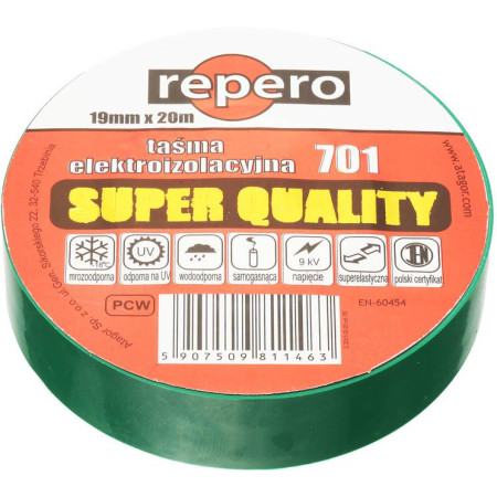 TAŚMA IZOLACYJNA REPERO 701 ZIELONA 19MMX20M