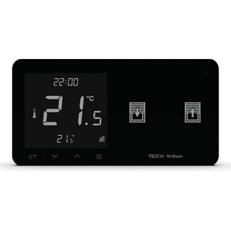 Przewodowy regulator pokojowy z włącznikiem rolet czarny WZR-02MP Tech Sterowniki