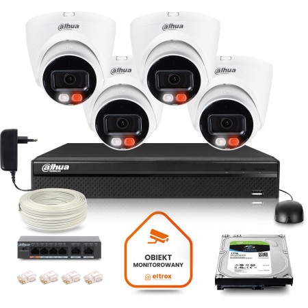 Zestaw monitoringu IP DAHUA 4 kamery IPC-HDW1439V-A-IL 4Mpx