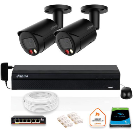 Zestaw monitoringu IP DAHUA 2x kamera IPC-HFW2849S-S-IL-0280B-BLACK 8MPX