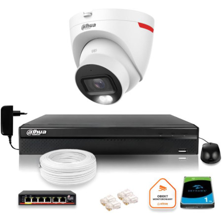 Zestaw monitoringu IP DAHUA kamera zewnętrzna WizColor 2K 4MPx 30m