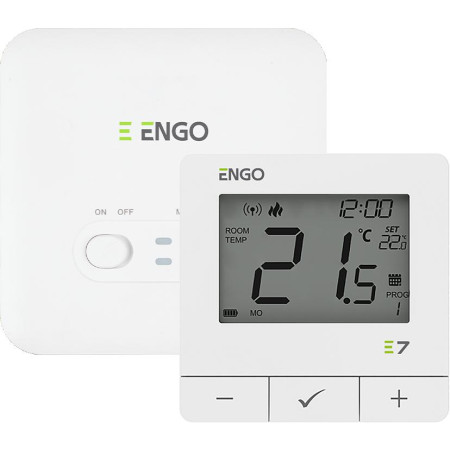 ENGO Controls E7-RFW - Programowany, bezprzewodowy regulator temperatury, biały