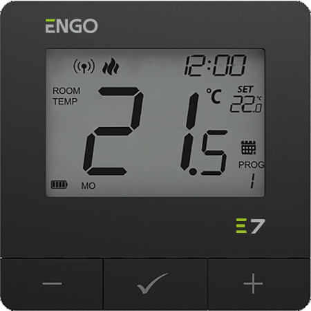 ENGO Controls E7-RFB - Programowany, bezprzewodowy regulator temperatury, czarny