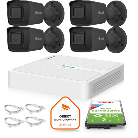 Zestaw do monitoringu Hilook 4 kamery IP IPCAM-B4-P Black 2K+