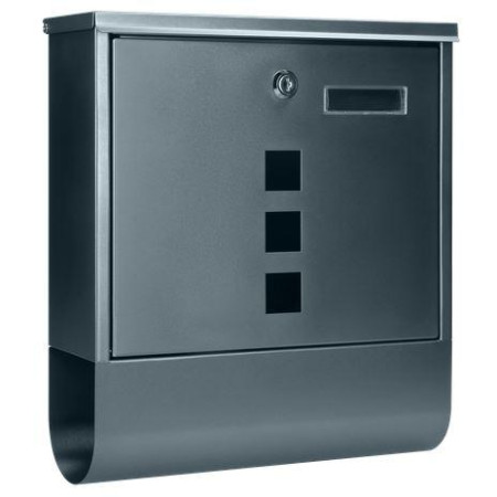 Skrzynka na listy HAITI z gazetnikiem, wizytownikiem i okeinkami, antracyt