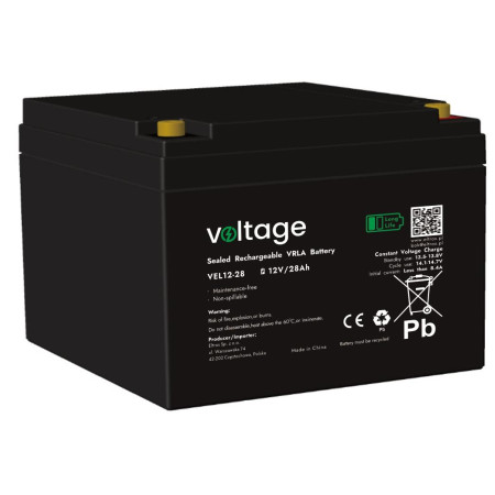 Akumulator AGM Voltage Long Life 12V 28Ah VEL12-28 (Żywotność 15 lat)