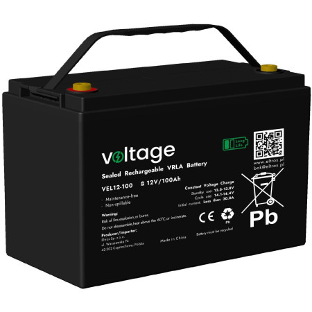 Akumulator AGM Voltage Long Life 12V 100Ah VEL12-100 (Żywotność 15 lat)