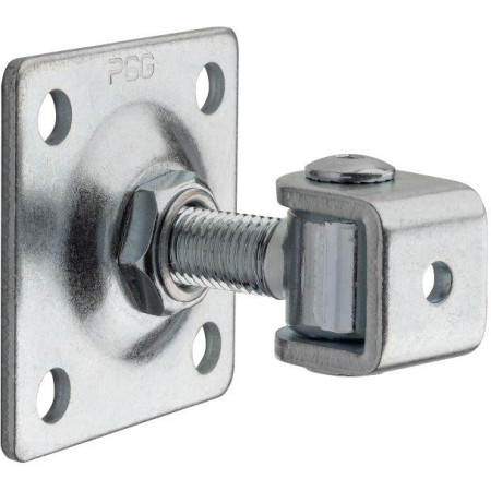Zawias PSG 61.018.01 z szyldem 80x80x3mm - gwint M16 (regulowany, ucho ocynkowane)