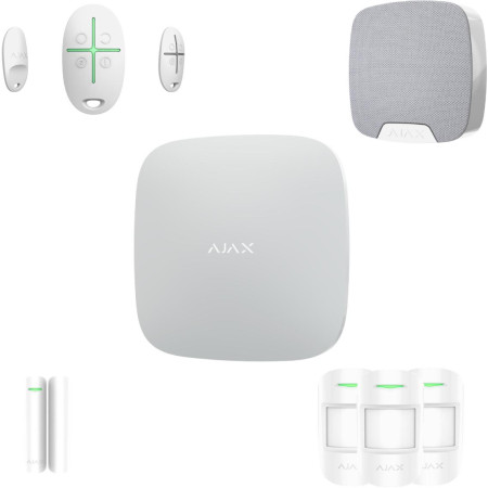 AJAX Zestaw Hub + 3x MotionProtect + DoorProtect + Home Siren + SpaceControl - white