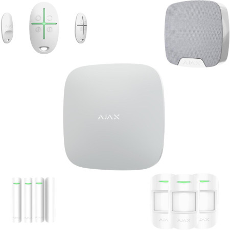 AJAX Zestaw: Hub + 3x MotionProtect + 3x DoorProtect + Home Siren + SpaceControl - white