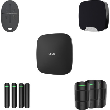 AJAX Zestaw: Hub + 3x MotionProtect + 3x DoorProtect + Home Siren + SpaceControl - black