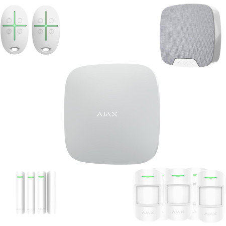 AJAX Zestaw: Hub + 5x MotionProtect + 3x DoorProtect + Home Siren + 2x SpaceControl - white