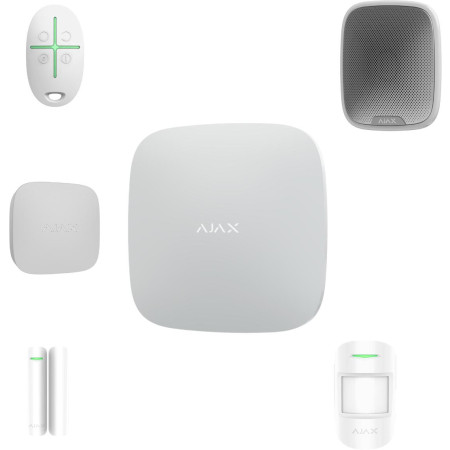 AJAX Zestaw: Hub 2 (2G) + MotionProtect + DoorProtect + StreetSiren + SpaceControl + LifeQuality - white