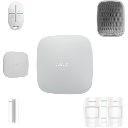 AJAX Zestaw: Hub 2 (2G) + 3x MotionProtect + DoorProtect + StreetSiren + SpaceControl + LifeQuality - white