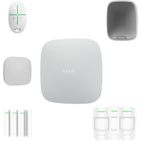 AJAX Zestaw: Hub 2 (2G) + 3x MotionProtect + 3x DoorProtect + StreetSiren + SpaceControl + LifeQuality - white
