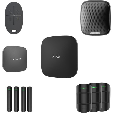 AJAX Zestaw: Hub 2 (2G) + 3x MotionProtect + 3x DoorProtect + StreetSiren + SpaceControl + LifeQuality - black