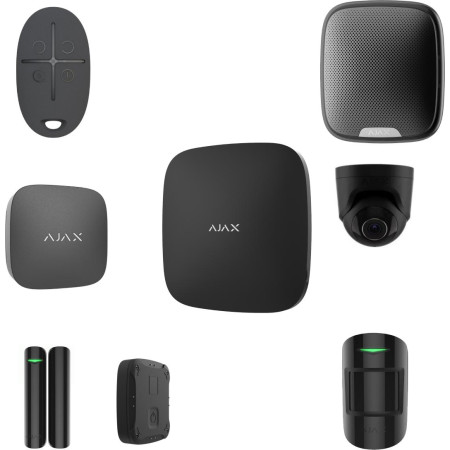 AJAX Zestaw: Hub 2 (4G) + MotionProtect + DoorProtect + SpaceControl + StreetSiren + LifeQuality + LeaksProtect + TurretCam 5Mp - black