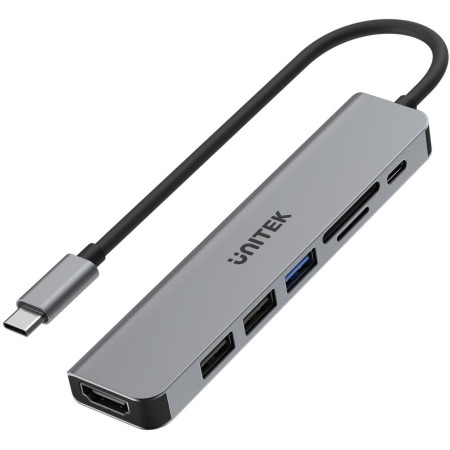 Hub USB Unitek USB-C aluminium 7w1
