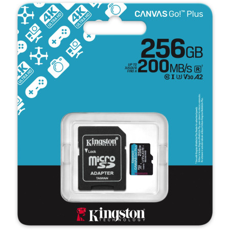 Karta pamięci microSD 256GB Kingston CanvasGo! Plus 200MB/s A2 U3 V30 + adapter