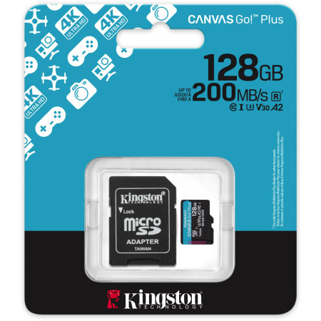 Karta pamięci microSD 128GB Kingston CanvasGo! Plus 200MB/s A2 U3 V30 + adapter