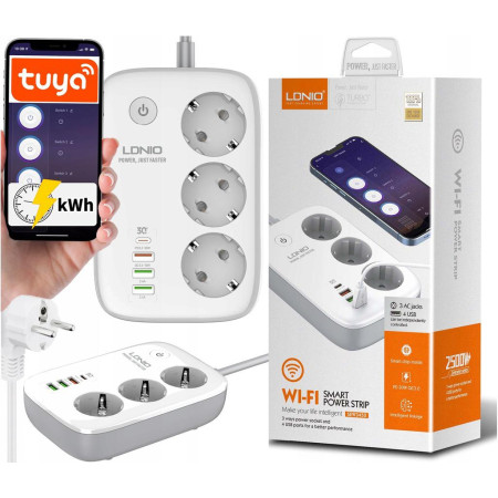 LDNIO listwa zasilająca SEW3452 WIFI 3xgn. 4xUSB