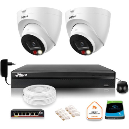 ZESTAW 2 Kamery IP Dahua 8mpx IPC-HDW1839T-A-IL-0280B-S6 + DYSK 1TB