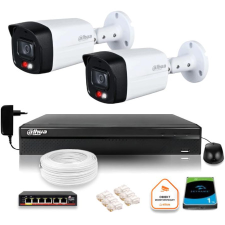 ZESTAW 2 Kamery IP Dahua 8mpx PC-HFW1839TC-A-IL-0280B-S6 + DYSK 1TB