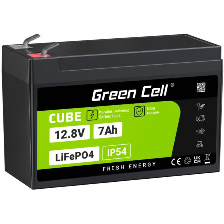AKUMULATOR LITOWO-ŻELAZOWO-FOSFORANOWY LiFePO4 Green Cell Cube 12.8V 7Ah LFPGC12V7AH