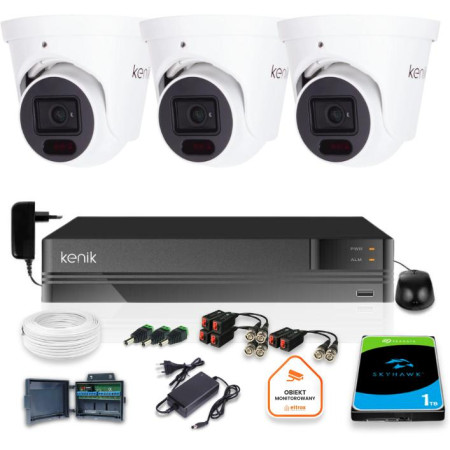 Zestaw monitoringu Kenik 3 Kamery 5MPx Rejestrator 5w1 1TB