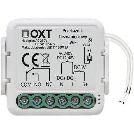 Moduł OXT mini przekaźnik beznapięciowy AC 230V DC 5V 12-48V WiFi TUYA