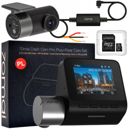 Wideorejestrator 70MAI A500s Dash Cam Pro Plus+ RC6 + karta pamięci Kingston 128GB + zasilanie trybu prakingowego 70mai