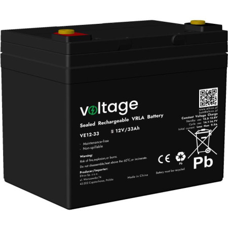 Akumulator AGM Voltage 12V 33Ah VE12-33 (Żywotność 6-9 lat)