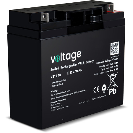 Akumulator AGM Voltage 12V 18Ah VE12-18 (Żywotność 6-9 lat)