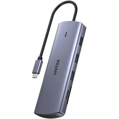 OUTLET_1: Unitek Hub 9w1 USB C Gigabit Ethernet HDMI VGA 3x USB A czytnik kart PD 100W (OUTLET)