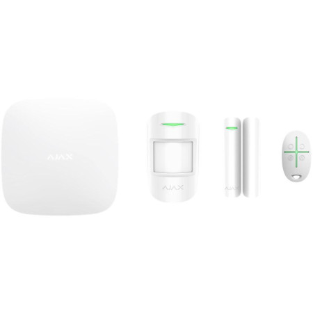 AJAX StarterKit (white) - Centrala, czujnik ruchu, kontaktron, pilot