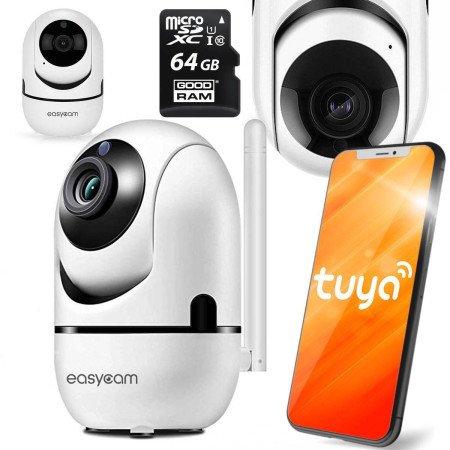 Kamera IP EasyCam wewnętrzna obrotowa WiFi Tuya 4MP EC-4WD6IR + karta pamięci 64GB Goodram