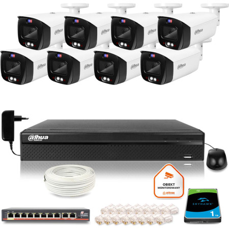 Zestaw monitoringu IP DAHUA 8 kamer IPC-HFW3849T1-AS-PV-0280B-S4 8MPX