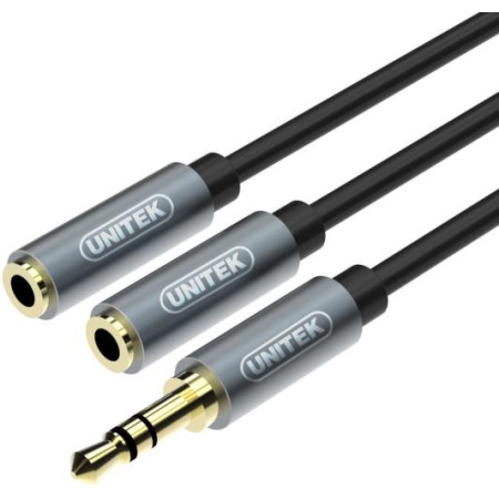 Przejściówka Unitek Y-C956ABK miniJack 3,5mm (M) - 2x 3,5mm (F)