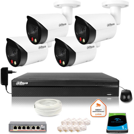 Zestaw monitoringu IP DAHUA 4 kamery IPC-HFW2849S-S-IL-0280B 8Mpx