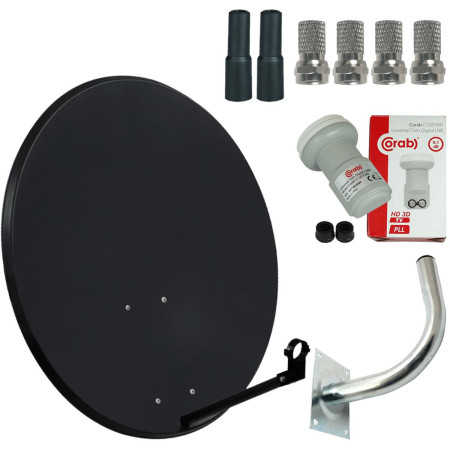 Zestaw satelitarny - Antena (80cm) Konwerter (Twin) Uchwyt (20cm) + Złącza