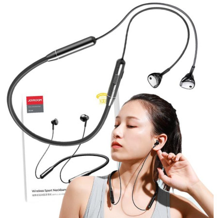 Joyroom bezprzewodowe słuchawki sportowe bluetooth neckband czarny (JR-D6)