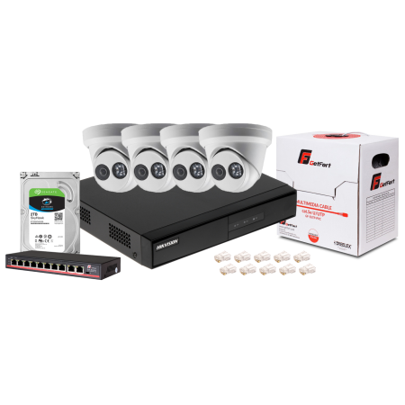 ZESTAW KAMER IP HIKIVISION Z REJESTRATOREM I DYSKIEM