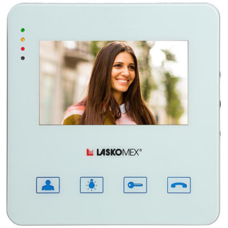 Laskomex Monitor MVC-8251-1 BIAŁY KOLOR 4.3 cala z obsługą centrali portierskiej PR1, funkcją otwierania bramy.
