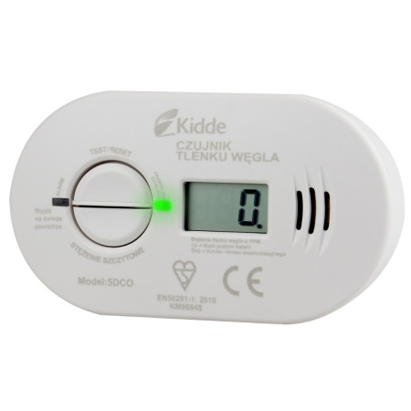 Czujnik czadu, tlenku węgla, KIDDE 5DCO 7 lat LCD