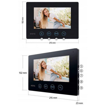 OUTLET_2: WIDEODOMOFON EURA VDP-90A3 DELTA + czarny monitor TUYA (OUTLET)