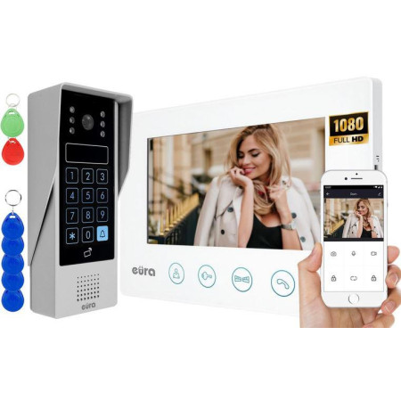 OUTLET_2: WIDEODOMOFON EURA VDP-90A3 DELTA + biały monitor TUYA (OUTLET)