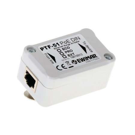 Ogranicznik przepięć LAN na szynę DIN serii EXTREME EWIMAR PTF-51-EXT/PoE/DIN