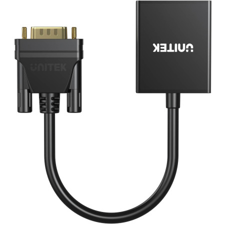OUTLET_1: Unitek Adapter VGA na HDMI FullHD czarny 15cm (OUTLET)