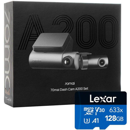 OUTLET_1: Wideorejestrator 70Mai Dash Cam A200 + kamera wsteczna RC11 + karta Lexar 128GB (OUTLET)